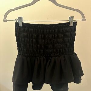 Black Smocked Ruffle Skirt